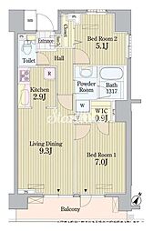 プライムアーバン東中野コート 2LDKの間取図画像