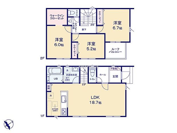 〜収納豊富なプランを採用〜 ・ウォークインクローゼットなど収納豊富なプランを採用。家の中がスッキリと片付きます。 ・今のお住まいと収納力をぜひ比較してみてください。 (1号棟)