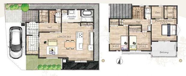 〜全居室南向きの間取り〜 ・各居室が南向きなので穏やかな陽の入る陽当り良好な仕様。 ・明るい空間でくつろぎのお時間をお過ごしいただけます。