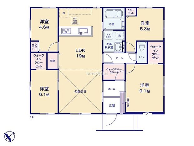 〜水周り集中プランを採用〜 ・キッチン・洗面など水回りを集中させることで家事のしやすい間取。 ・日々の事なので家事導線もご見学の際にぜひチェックしてみてください。 