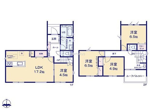 〜使い勝手の良い4LDKプラン〜 ・シンプルで使い勝手が良く、人気の高い4LDKのプランを採用。 ・収納もしっかりございますので、お家の中がスッキリと片付きます。