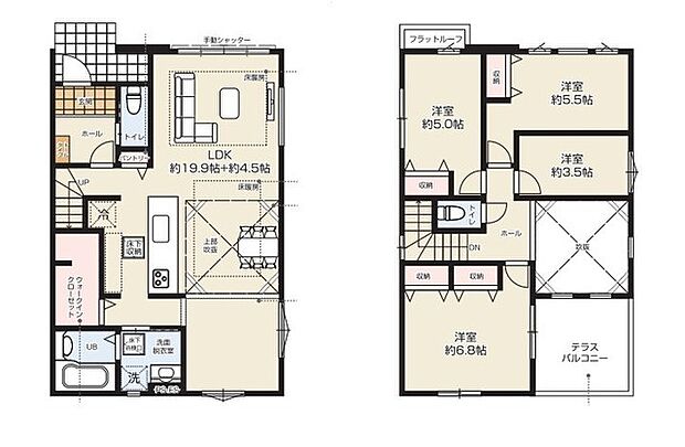 〜水回り集中プランを採用〜 ・キッチン・洗面など水回りを集中させることで家事のしやすい間取。 ・日々の事なので家事導線もご見学の際にぜひチェックしてみてください。 