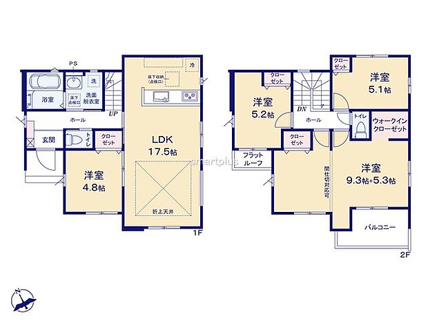 〜収納豊富なプランを採用〜 ・ウォークインクローゼットなど収納豊富なプランを採用。家の中がスッキリと片付きます。 ・今のお住まいと収納力をぜひ比較してみてください。 