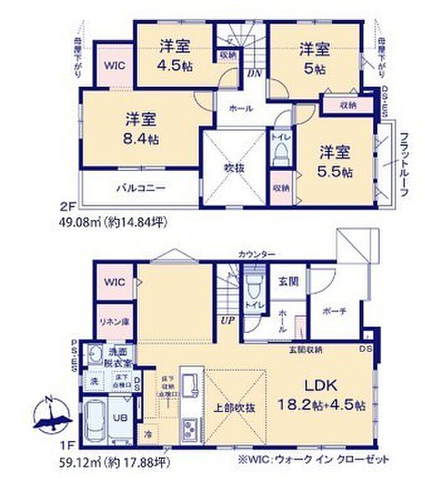 〜水回り集中プランを採用〜 ・キッチン・洗面など水回りを集中させることで家事のしやすい間取。 ・日々の事なので家事導線もご見学の際にぜひチェックしてみてください。