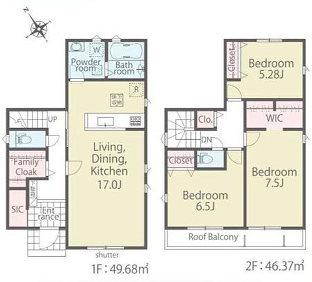 〜収納豊富なプランを採用〜 ・ウォークインクローゼット、シューズインクロークなど収納豊富なプランを採用。 ・今のお住まいと収納力をぜひ比較してみてください。