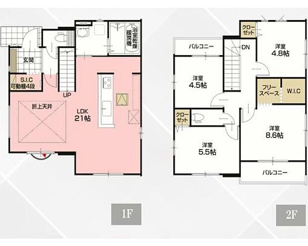〜リビングイン階段を採用〜 ・リビングイン階段なので2階へ行く際、降りる際に必ずリビングを通る「ご家族の顔が見える」仕様。 ・家族の距離が近づく間取となっております。