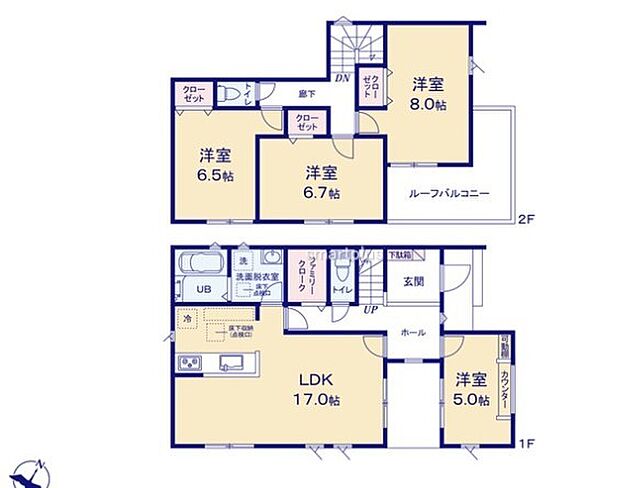 ~全居室南向きの間取り~ ・各居室が南向きなので穏やかな陽の入る陽当り良好な仕様。 ・明るい空間でくつろぎのお時間をお過ごしいただけます。