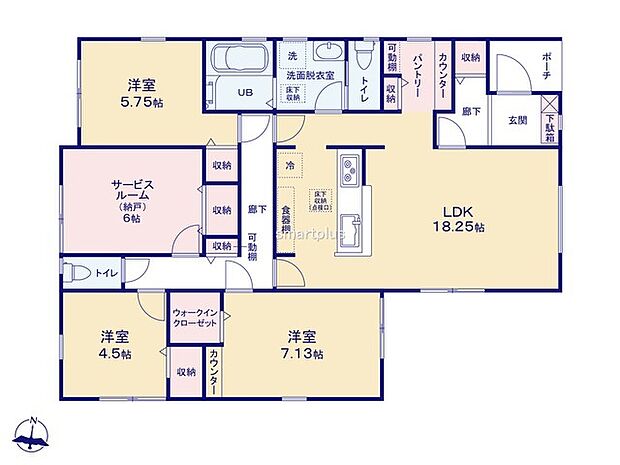 〜収納豊富なプランを採用〜 ・ウォークインクローゼット、パントリーなど収納豊富なプランを採用。 ・今のお住まいと収納力をぜひ比較してみてください。