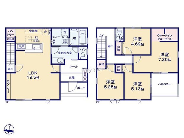 〜収納豊富なプランを採用〜 ・ウォークインクローゼット、パントリーなど収納豊富なプランを採用。 ・今のお住まいと収納力をぜひ比較してみてください。