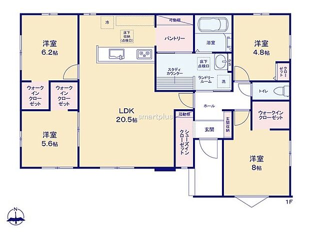 〜収納豊富なプランを採用〜 ・ウォークインクローゼット、パントリーなど収納豊富なプランを採用。 ・今のお住まいと収納力をぜひ比較してみてください。