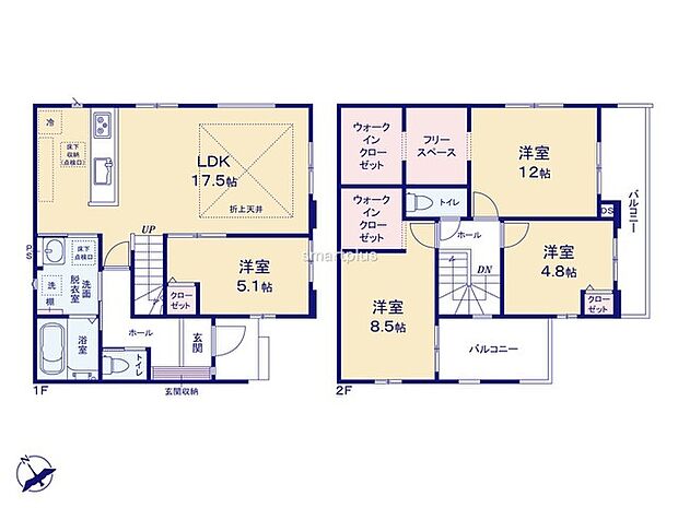 〜水回り集中プランを採用〜 ・キッチン・洗面など水回りを集中させることで家事のしやすい間取。 ・日々の事なので家事導線もご見学の際にぜひチェックしてみてください。 