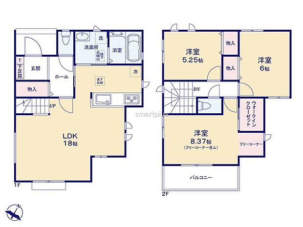 〜リビングイン階段を採用〜 ・リビングイン階段なので2階へ行く際、降りる際に必ずリビングを通る「ご家族の顔が見える」仕様。 ・家族の距離が近づく間取となっております。 