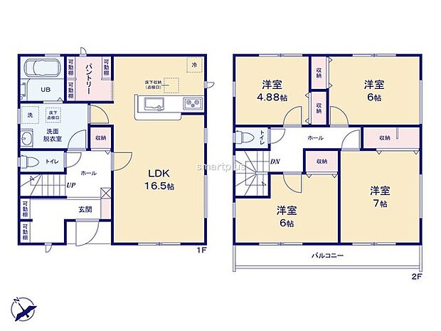 〜使い勝手の良い4LDKプラン〜 ・シンプルで使い勝手が良く、人気の高い4LDKのプランを採用。 ・収納もしっかりございますので、お家の中がスッキリと片付きます。