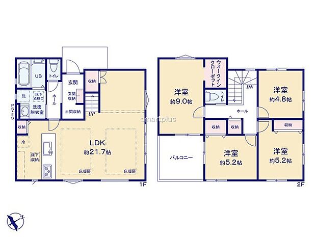 〜リビングイン階段を採用〜 ・リビングイン階段なので2階へ行く際、降りる際に必ずリビングを通る「ご家族の顔が見える」仕様。 ・家族の距離が近づく間取となっております。 