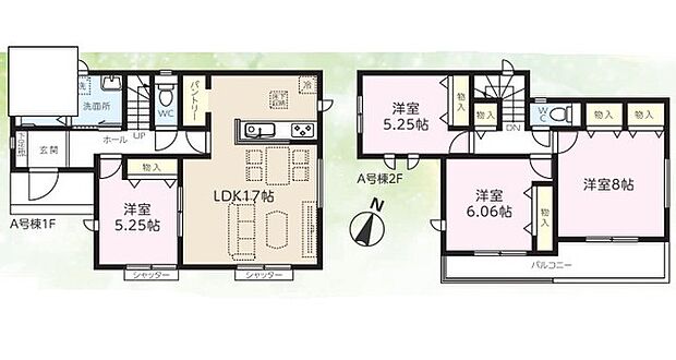 〜使い勝手の良い4ＬＤＫプラン〜 ・シンプルで使い勝手が良く、人気の高い4ＬＤＫのプランを採用。 ・収納もしっかりございますので、お家の中がスッキリと片付きます。 