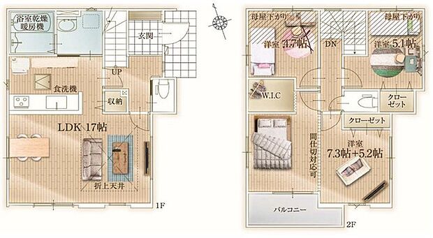 ~水回り集中プランを採用~ ・キッチン・洗面など水回りを集中させることで家事のしやすい間取。 ・日々の事なので家事導線もご見学の際にぜひチェックしてみてください。