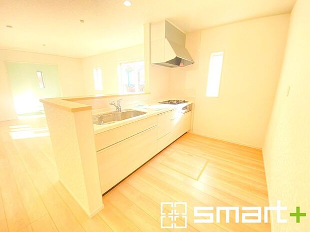 ~使い勝手の良いシステムキッチン~ ・料理がしやすい設計のキッチンでお料理もはかどりますね。 ・もちろんキッチン下部は収納になっておりますので、フライパンなども収納可能です。