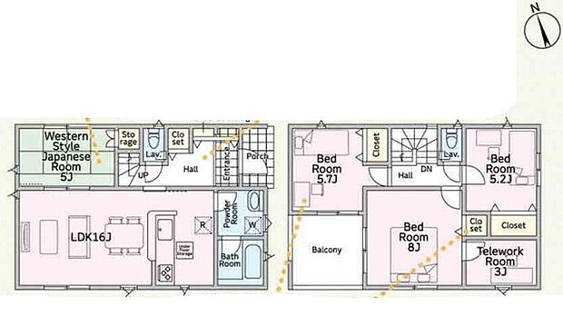 ~水回り集中プランを採用~ ・キッチン・洗面など水回りを集中させることで家事のしやすい間取。 ・日々の事なので家事導線もご見学の際にぜひチェックしてみてください。