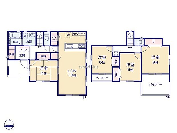 ~全居室南向きの間取り~ ・各居室が南向きなので穏やかな陽の入る陽当り良好な仕様。 ・明るい空間でくつろぎのお時間をお過ごしいただけます。