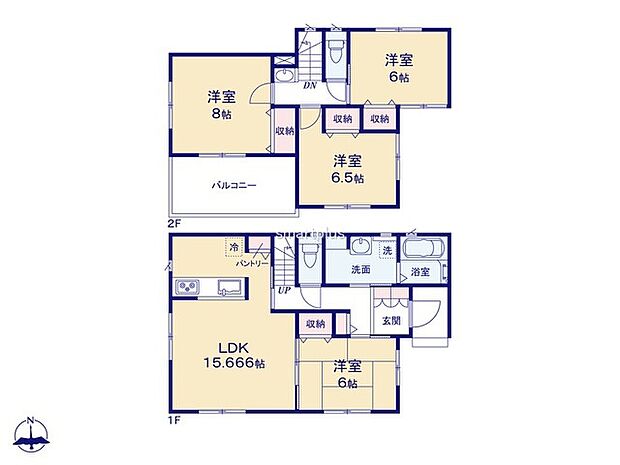 ~全居室南向きの間取り~ ・各居室が南向きなので穏やかな陽の入る陽当り良好な仕様。 ・明るい空間でくつろぎのお時間をお過ごしいただけます。