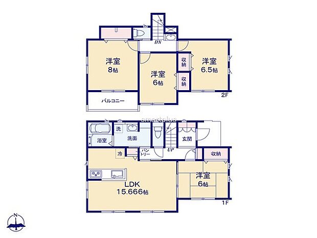 ～全居室南向きの間取り～ ・各居室が南向きなので穏やかな陽の入る陽当り良好な仕様。 ・明るい空間でくつろぎのお時間をお過ごしいただけます。 