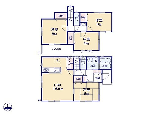 ~全居室南向きの間取り~ ・各居室が南向きなので穏やかな陽の入る陽当り良好な仕様。 ・明るい空間でくつろぎのお時間をお過ごしいただけます。