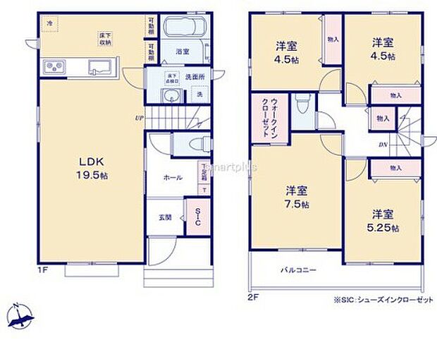〜収納豊富なプランを採用〜 ・ウォークインクローゼット、シューズインクロークなど収納豊富なプランを採用。 ・今のお住まいと収納力をぜひ比較してみてください。