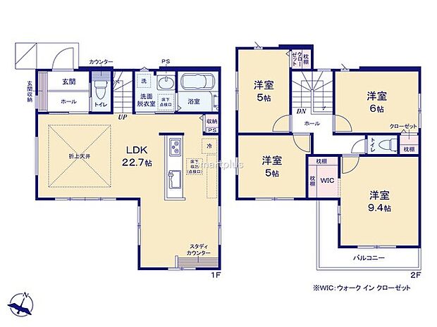 ~リビングイン階段を採用~ ・リビングイン階段なので2階へ行く際、降りる際に必ずリビングを通る「ご家族の顔が見える」仕様。 ・家族の距離が近づく間取となっております。