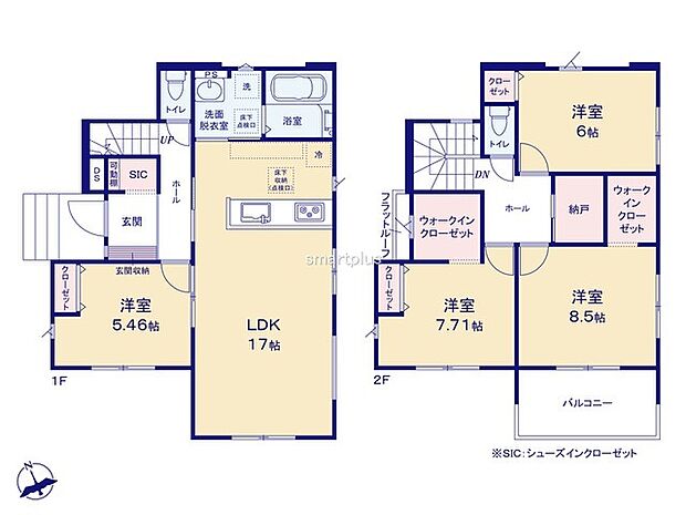 ~収納豊富なプランを採用~ ・ウォークインクローゼット、シューズインクロークなど収納豊富なプランを採用。 ・今のお住まいと収納力をぜひ比較してみてください。