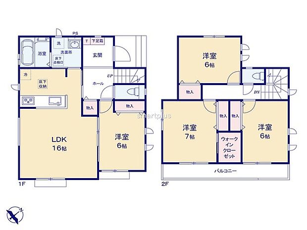 ～水回り集中プランを採用～ ・キッチン・洗面など水回りを集中させることで家事のしやすい間取。 ・日々の事なので家事導線もご見学の際にぜひチェックしてみてください。
