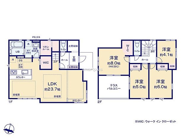 〜収納豊富なプランを採用〜 ・ウォークインクローゼット、土間収納など収納豊富なプランを採用。 ・今のお住まいと収納力をぜひ比較してみてください。