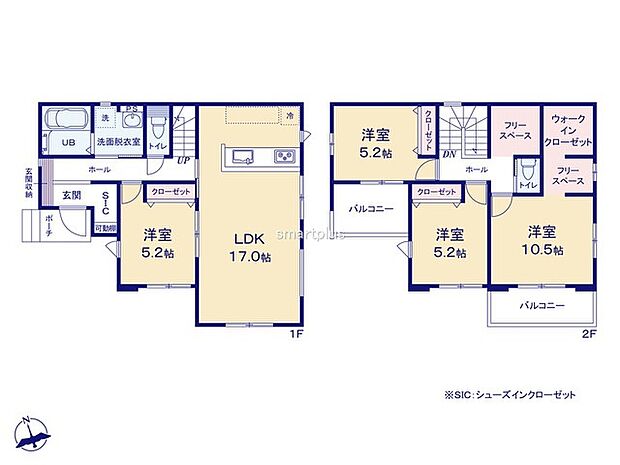 ~「フリースペース」のあるプラン~ ・その名の通りご自由に使える「フリースペース」をご用意。 ・テレワークスペースとして、物置として、など様々な用途にご利用いただけます。