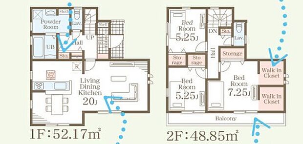 ～収納豊富なプランを採用～ ・2箇所のウォークインクローゼットなど収納豊富なプランを採用。家の中がスッキリと片付きます。 ・今のお住まいと収納力をぜひ比較してみてください。