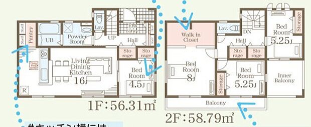 ~収納豊富なプランを採用~ ・ウォークインクローゼット、パントリーなど収納豊富なプランを採用。 ・今のお住まいと収納力をぜひ比較してみてください。