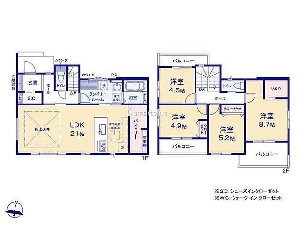 ～水回り集中プランを採用～ ・キッチン・洗面など水回りを集中させることで家事のしやすい間取。 ・日々の事なので家事導線もご見学の際にぜひチェックしてみてください。 