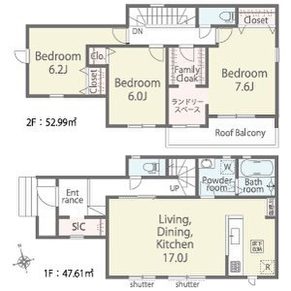 ～全室2面採光の間取り～ ・各お部屋が2面採光になっているので穏やかな陽が降り注ぐ陽当り良好な仕様。 ・明るい空間でくつろぎのお時間をお過ごしいただけます。 