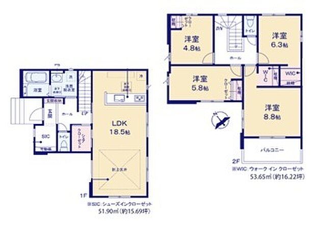 ～収納豊富なプランを採用～ ・ウォークインクローゼット、シューズインクロークなど収納豊富なプランを採用。 ・今のお住まいと収納力をぜひ比較してみてください。 