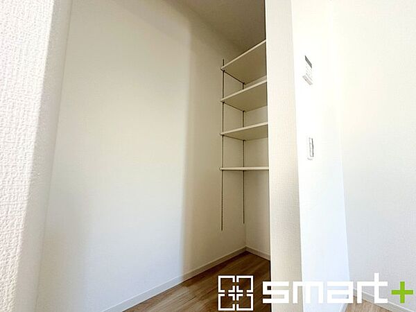 ～パントリーのあるお住まい～ ・キッチン横にパントリー（食糧庫）をご用意。買い溜めした食材などはもちろん、ティッシュなどの置場としてもご利用いただけます。 ・ぜひ現地でご確認くださいませ。