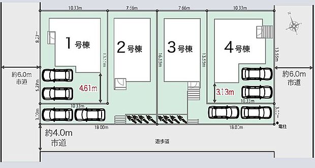 ～陽当りの良い南道路の立地～ ・各棟南側に道路がございますので、穏やかな陽の入る陽当り良好なお住まい。 ・将来的にも陽当りが確保されているのが嬉しいポイントですね。 