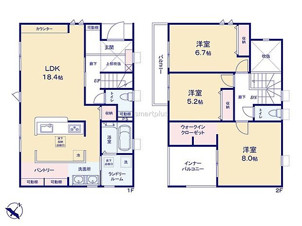 ~無駄のない3LDKプランを採用~ ・最も数の多い4LDKでは意外と部屋を持て余してしまう方に人気の3LDKを採用。 ・DINKS世帯の方、お子様が独立されたご夫婦にも人気の間取りです。