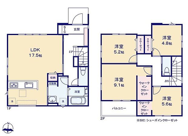 ~使い勝手の良い4LDKプラン~ ・シンプルで使い勝手が良く、人気の高い4LDKのプランを採用。 ・収納もしっかりございますので、お家の中がスッキリと片付きます。