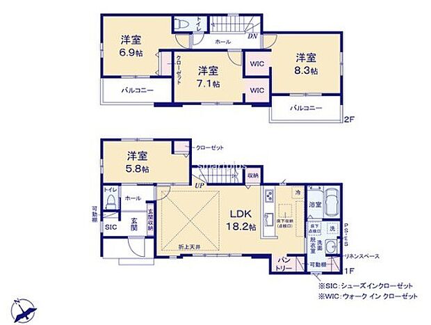 ～水回り集中プランを採用～ ・キッチン・洗面など水回りを集中させることで家事のしやすい間取。 ・日々の事なので家事導線もご見学の際にぜひチェックしてみてください。 