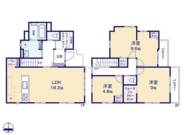 ～間取り変更も可能なプラン～ ・2階10.2帖の洋室は間仕切りを造る事で2部屋に分ける事が可能。 ・ご家族の状況に応じて部屋の数を変更できるプランです。