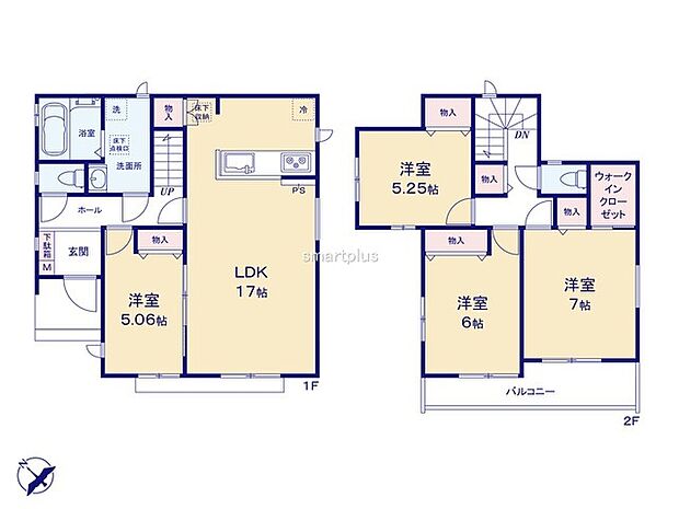 ~使い勝手の良い4LDKプラン~ ・シンプルで使い勝手が良く、人気の高い4LDKのプランを採用。 ・収納もしっかりございますので、お家の中がスッキリと片付きます。