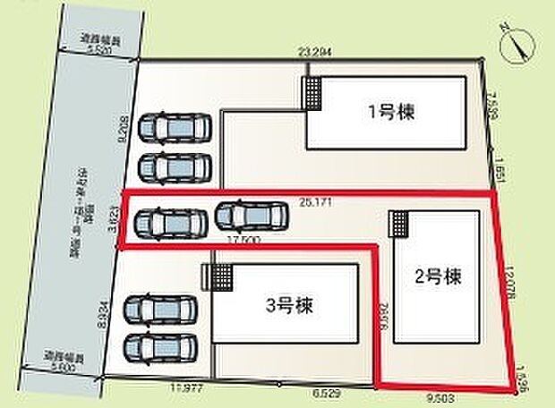 ~カースペース2台以上確保~ ・各棟カースペースが2台以上ございますので、車通勤の方にもお勧めのプランとなっております。 ・余裕の敷地で余裕のある新生活をお過ごしいただけます。