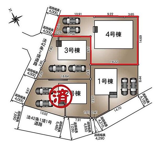 ~カースペース2台確保~ ・各棟カースペースが2台ございますので、車通勤の方にもお勧めのプランとなっております。 ・余裕の敷地で余裕のある新生活をお過ごしいただけます。
