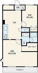 エス・バイ・エルマンション土浦 2DKの間取図画像