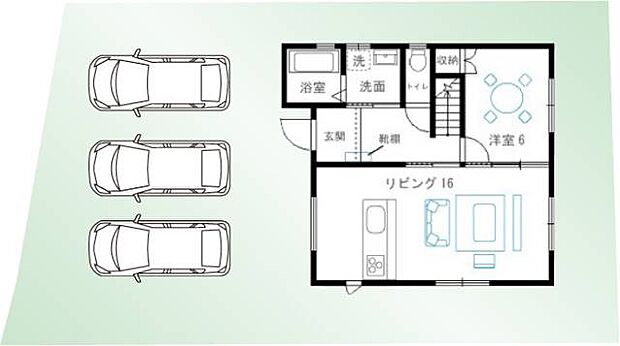 車3台駐車可能です！※車の配置は一例です