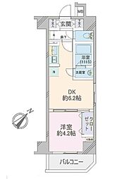 リヴシティ横濱蒔田ステーションアリーナ 1DKの間取図画像