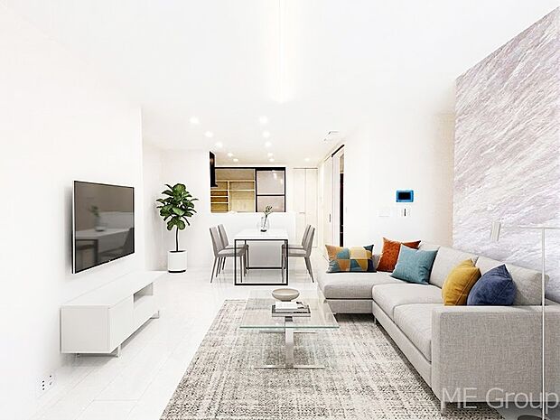 落ち着いた雰囲気のLDKは家族みんなの快適空間※家具はCGです